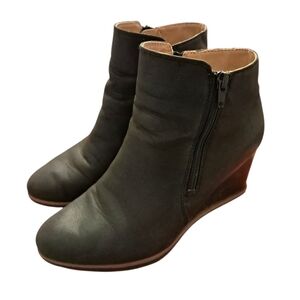 Soul Naturalizer Hudson Black Wedge Ankle Boots Booties 8.5 Zip